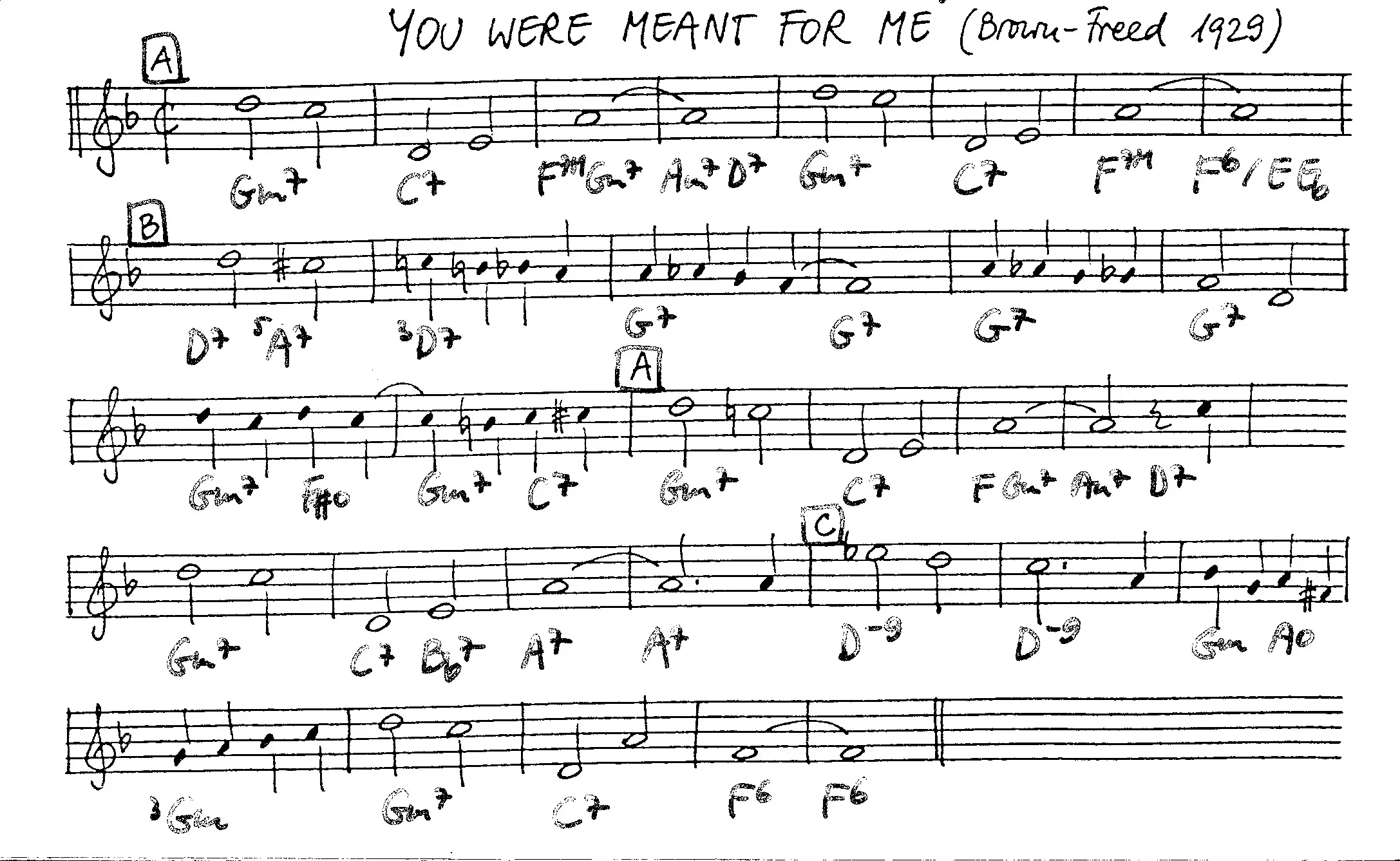 you were meant for me free jazz leadsheet - Courtesy of the Jungle Jazz Band